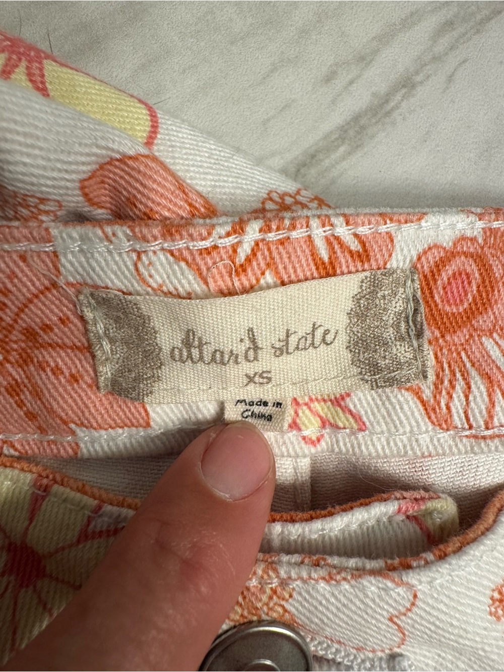 Altar'd State White Cream Orange Floral Wide Leg Jumpsuit Pants - Picture 3 of 3